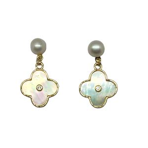 Boucles d'oreilles clous en perles d'eau douce, bijoux en nacre en forme de fleur, plaqué or, vente en gros, fabricant, fournisseur en vrac - Product Image 6