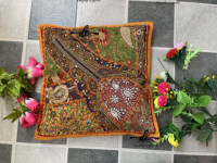 Handgemaakte Indiase patchwork kussenhoes vierkant bohemian borduurwerk decoratieve kunst huisdecoratie 16 inch