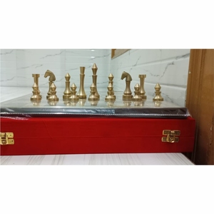 Ensemble de pièces d'échecs en métal moderne de luxe |   Pions d'échecs professionnels en laiton antique lestés |   Jeu d'échecs décoratif en métal haut de gamme uniquement - Product Image 3
