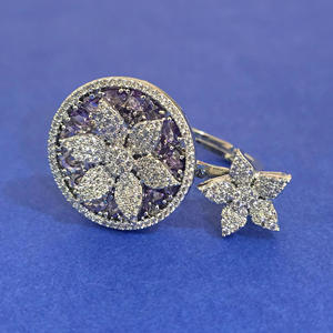 Available At Reasonable Price American Diamond <b>Adjustable</b> <b>Ring</b> with Rhodium Plating 444869 - Product Image 4