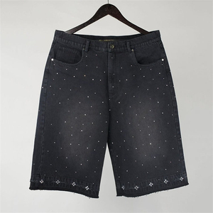 Pantalones Cortos de Mezclilla con Pedrería Desgastada al Sol, de Alta Calidad, Personalizados, 100% Algodón, Estilo Bermuda, Unisex - Product Image 2