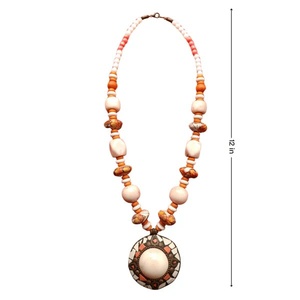 Premium Quality Handmade Ivory Mosaic Pendant Beads <b>Necklace</b> for Women Elegant Traditional <b>Statement</b> Jewelry Design - Product Image 3