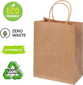 Sacs fourre-tout en papier kraft écologiques de luxe avec logo personnalisé, poignées en coton, durables, réutilisables, emballages de shopping laminés - Product Image 1