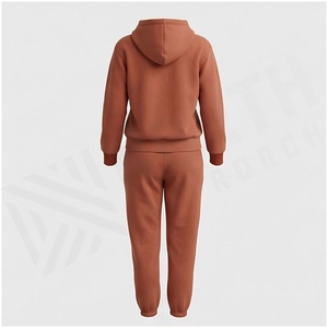 <b>Women</b> 100% Cotton Hooded <b>Zip</b>-Up Sweatshirt & Jogger Pants Set Solid Color Casual Tracksuit Autumn Midweight Fleece Full Sleeve - Product Image 2