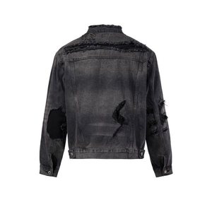 Clothing Manufacturers Distressed Destroy Hole Oversize <b>Custom</b> <b>Denim</b> <b>Jacket</b> Men Men's <b>Jackets</b> - Product Image 4