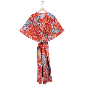 Kaftan pour femmes 100% coton, fait main, robe longue maxi à imprimé floral, robe de plage confortable, style hippie - Product Image 1