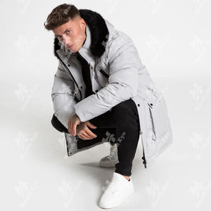 Veste d'hiver longue à capuche personnalisée pour homme, en polyester noir, avec rembourrage en coton, respirante, vente en gros 2026 - Product Image 4