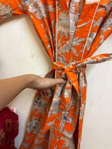 Peignoir Kimono de Luxe Unisexe en Coton Floral avec Col en V et Cordon de Serrage, Respirant, Léger et Imprimé pour Femme, Idéal Spa - Product Image 3