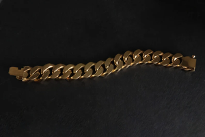 สร้อยข้อมือแบบโซ่ชุบทองคำแท้ 18K สำหรับผู้ชาย สไตล์ฮิปฮอป เครื่องประดับโลหะผสม สร้อยข้อมือแฟชั่น - Product Image 2