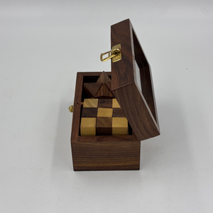 Handcrafted Indian Rosewood Puzzle Box Set of 2 Wooden Brain Teaser Games Glass Lid Storage Gift Box - Product Image 5