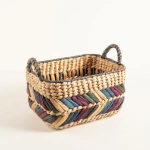 ตะกร้าผักตบชวาประดับด้วยสีสันหลากหลาย ตะกร้าเก็บของทำมือ ขายส่ง เป็นมิตรกับสิ่งแวดล้อม ผลิตในเวียดนาม - Product Image 1