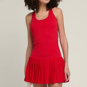 Vestido de Tenis Personalizado para Mujer con Cuello con Volantes y Bolsillos, Pantalones Cortos Incorporados, Fabricante OEM - Product Image 1