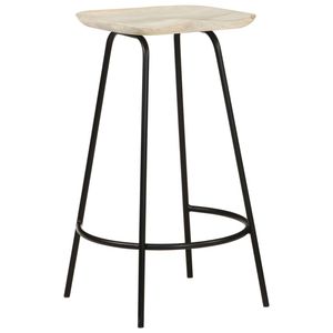 Ensemble de 2 tabourets de bar en bois blanchi et métal noir - Product Image 2