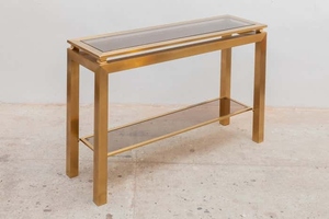 Hot Selling Sculptural Brass <b>Console</b> <b>Table</b> Glass Top Modern Entryway TV <b>Console</b> Premium Handcrafted Durable Statement Furniture - Product Image 2