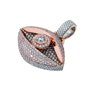 Colgante Horus de Plata 925 Bañado en Oro Rosa con Diamante Moissanita, Joyería Religiosa Hip Hop, Amuleto de Protección Ocular con Incrustaciones para Fiesta - Product Image 1