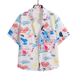 Camisa de manga corta con estampado floral para mujer, camisa holgada con botones y cuello vuelto, Top informal para primavera y verano - Product Image 2