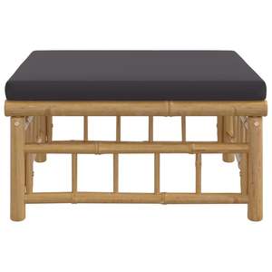 Repose-pieds de jardin rembourré gris foncé avec finition naturelle en bambou, chaises de jardin élégantes - Product Image 4