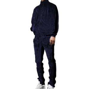 Ensemble de survêtement en velours pour homme, 2 pièces, veste zippée intégrale et pantalon, tenue de jogging en velours - Product Image 2