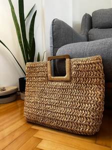 Sac fourre-tout en rotin fait main, style bohème rectangulaire, décoration intérieure, panier 100% artisanal en fibres naturelles - Product Image 4