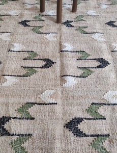 Handmade Jute Area Rug Abstract Pattern Low Pile Non <b>Slip</b> Eco Friendly Pet Friendly Thin Rubber Backing Rectangle Floor <b>Mat</b> - Product Image 6