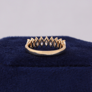 Marquise Cut Lab Diamond Half Eternity Band 14K Yellow Gold Prong Set <b>Stacking</b> <b>Ring</b> - Product Image 4
