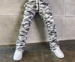 Custom Wholesale Causal Sports Camo Sweatpants Wearing Long Cargo Flare Pants With Side Pockets <b>Stacked</b> <b>Jogger</b> Trousers Man - Product Image 4