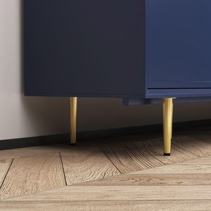 Mobile TV Moderno in Legno da 66 Pollici con Gambe Dorate, Centro Intrattenimento con Ante in Vetro e Spazio di Archiviazione per TV da 55 Pollici - Product Image 5