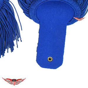 Épaulettes d'épaule personnalisables brodées vintage écologiques en fil de soie bleu et fil de Mylar avec pompons pour uniformes KEW - Product Image 4