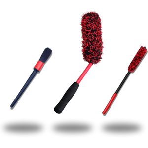 Kit 3 Spazzole Angolate in Microfibra per Dettagli Auto, Spazzole per Cerchioni e Pinze Freno Senza Graffi, Woolies per Raggi Ruota - Product Image 1