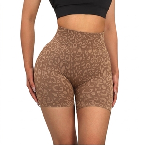 Custom Design Women's <b>Athletic</b> Running Shorts Quick Dry Lightweight Workout Gym Shorts Sublimation Leopard Print Yoga Short - Product Image 1