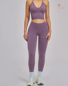 Conjunto Deportivo de Yoga para Mujer, Sin Costuras, de Alta Elasticidad, Color Sólido, para Otoño, Ajustado, para Gimnasio, Fitness, Running, Diseño Deportivo - Product Image 3
