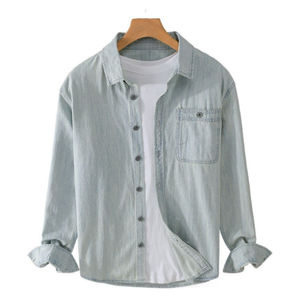 Proveedor Mayorista de Camisas de Mezclilla para Hombre, Manga Larga, Color Sólido, Cierre de Botones, Textura Suave, Servicio OEM, Ropa de Algodón, Marca Privada - Product Image 2