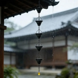 Cadena de Lluvia Tradicional de Cobre para Decoración de Jardín, Hecha a Mano, Diseño Personalizado, Acabado Pulido, Resistente a la Intemperie - Product Image 1