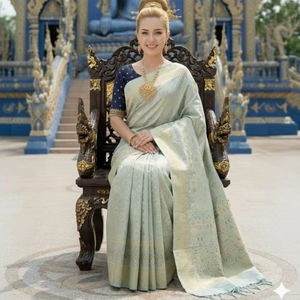 Sari prêt-à-porter et chemisier prêt-à-porter en tissu viscose soie de qualité supérieure, vêtements indiens et pakistanais traditionnels. - Product Image 1