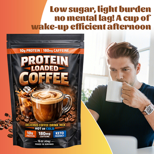 <strong>Protein</strong> Loaded Coffee <strong>Powder</strong> 10g <strong>Protein</strong> 180mg Caffeine Keto Friendly Low Sugar Hot Or Cold Energy Drink Mix Dietary Supplement - Product Image 2