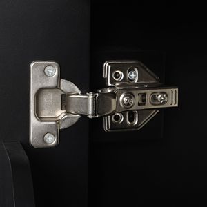 Mobile Bagno Multifunzionale Nero da 30 Pollici in Legno Massello e MDF con Lavabo Integrato, Ante e Cassetto - Product Image 4