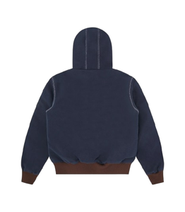Custom Distressed Vintage Acid Wash Winter Quilted Lining Oversized Streetwear <b>Hooded</b> <b>Denim</b> <b>Jacket</b> For <b>Men</b> - Product Image 2
