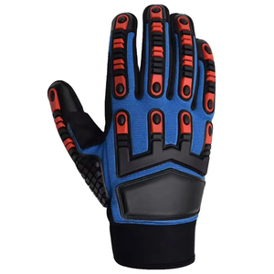 Impact Gloves Reducing Safety Gloves Polyester <b>Material</b> Anti-Slip Smooth Reinforced Cuff Elastic Wristband Black Blue <b>Red</b> - Product Image 4