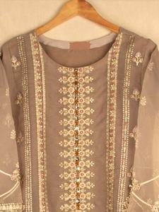 Fait à la main 2021 vente chaude femmes Salwar Kameez style indien pakistanais brodé Organza en viscose soie rayonne - Product Image 2