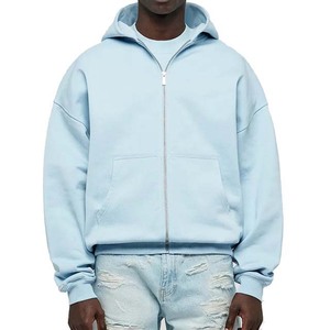 Hoodie Zippé en Molleton Bouclette Haut de Gamme 100% Coton, Personnalisable OEM, Hiver, Toutes Couleurs, Grammage Lourd, Unisexe - Meilleures Ventes - Product Image 1