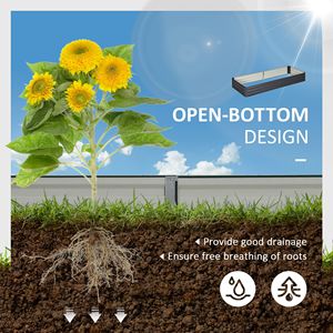 Jardinera Elevada Galvanizada Gris de 95 x 36 x 12 cm, Fácil de Montar y Limpiar, para Cultivar Flores, Hierbas y Suculentas - Product Image 4