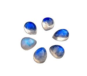 Good Quality 6 Pieces Natural <b>Rainbow</b> Moonstone Loose Gemstone Smooth Pear Shape Cabochons Wholesale - Product Image 1