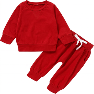 Survêtement en coton noir pour bébés garçons, col rond, manches longues, couleur unie, tenue décontractée d'automne, pantalon de jogging à taille élastique, longueur complète - Product Image 6