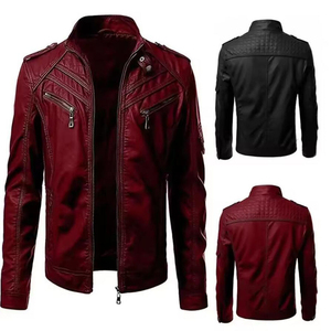 Veste bomber en cuir pour homme, style streetwear, nouvelle mode haut de gamme, prix de gros, hiver, à carreaux, fermeture éclair, coupe-vent - Product Image 1