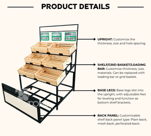 ADONG Présentoir simple face en métal léger pour produits frais OEM Vietnam Fabricant pour étagère d'épicerie pour fruits et légumes A42 - Product Image 5