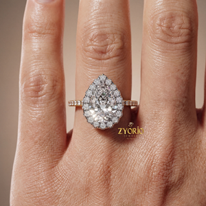 Anillo de Compromiso de Lujo con Diamante Cultivado en Laboratorio en Forma de Pera de 1.81ct, Halo, Plata 925, VS1, EF, Engaste de Garras, Anillo para Boda o Fiesta - Product Image 5