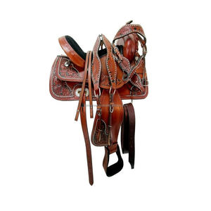 La mejor calidad Western Pleasure Trail Horse Riding Saddle 100% Sillín occidental de cuero genuino hecho a mano con precio al por mayor - Product Image 1