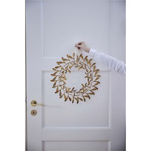 Couronne murale décorative en métal en forme de feuille, élégante pièce d'art florale suspendue pour hôtel, décoration intérieure de luxe, accent de Noël - Product Image 1