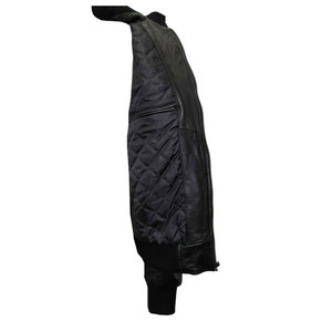 Veste moto en cuir véritable noir pour homme, col montant, fermeture éclair, coupe classique, style automne, couleur unie - Product Image 6