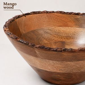 Tazón de Servir Rústico de Madera de Mango Premium, Hecho a Mano, para Ensaladas y Frutas, Decorativo para Cocina y Comedor, Ecológico, Libre de BPA, para Fiestas - Product Image 4
